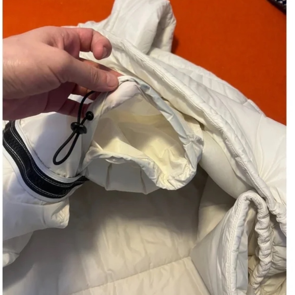 Zara ecru / off white water repellent hooded puffer cape / coat NWT - Picture 11 of 13